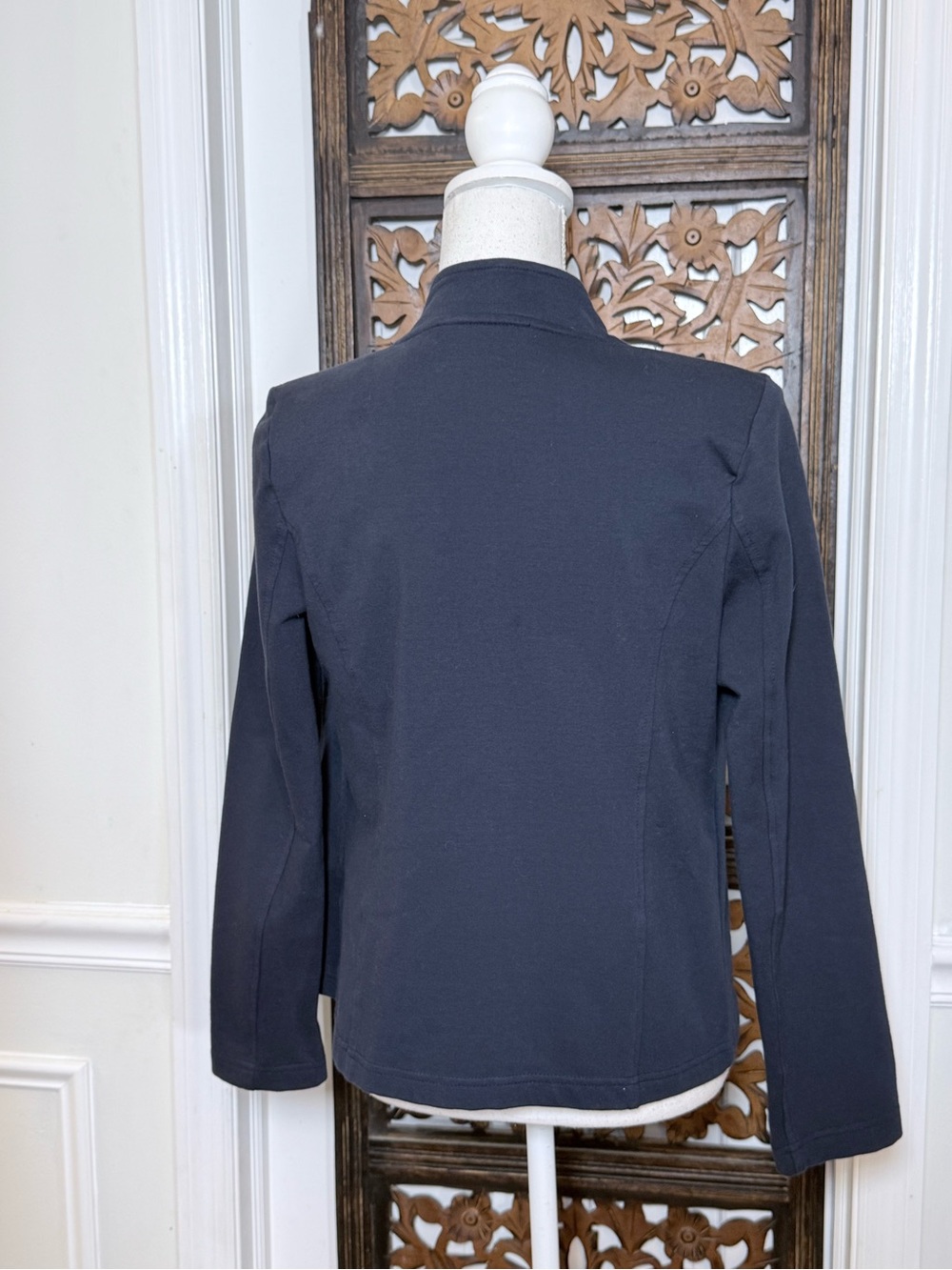 Tommy Hilfiger Military Band Jacket Navy Stand Collar Knit Blazer Gold Buttons M - Picture 6 of 15